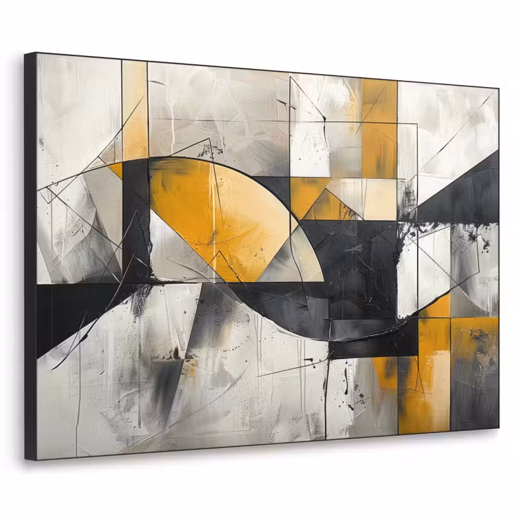 Abstract - Kunst - Geometrisch - Aesthetic Textielframe zwart klein -3d
