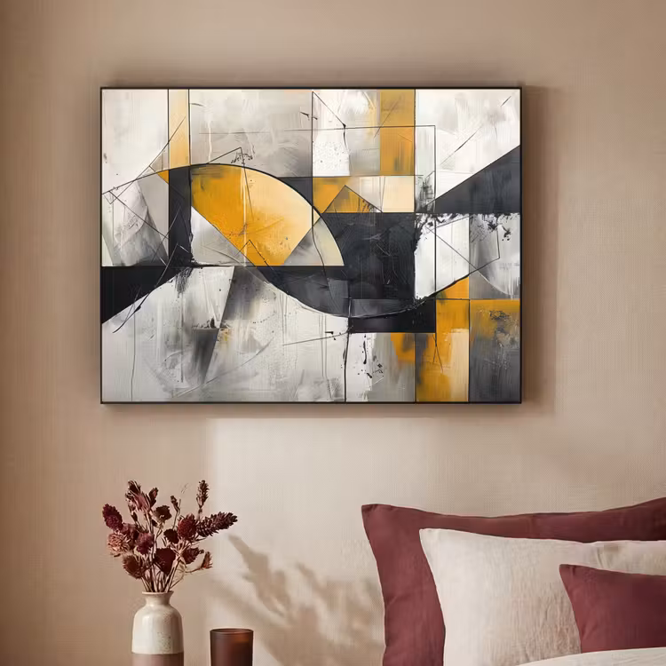 Abstract - Kunst - Geometrisch - Aesthetic Textielframe zwart klein -sfeer1