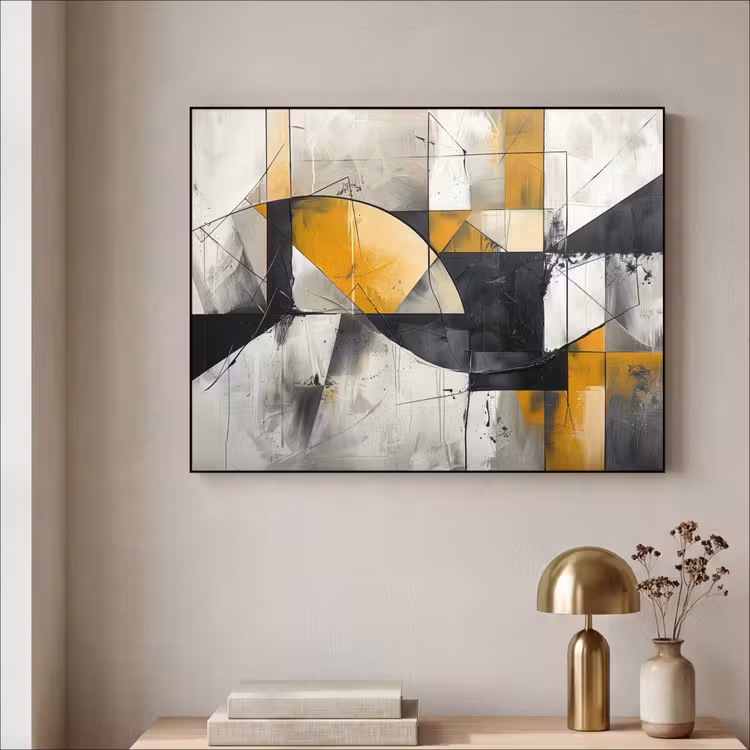Abstract - Kunst - Geometrisch - Aesthetic Textielframe zwart klein -sfeer2