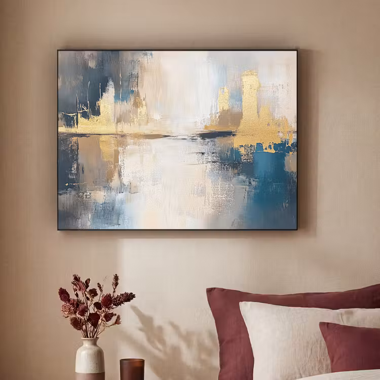 Abstract - Kunst - Goud Textielframe - compleet frame klein -sfeer1