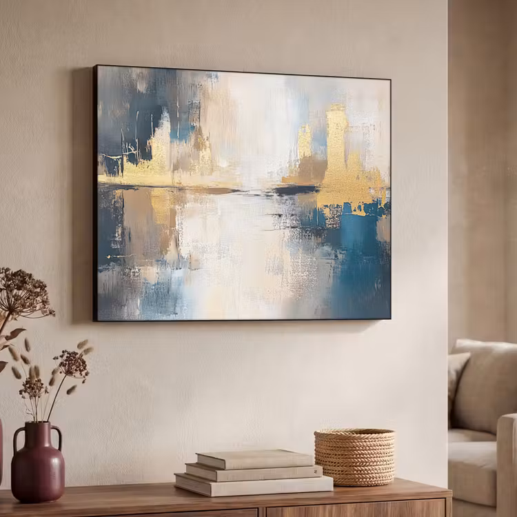 Abstract - Kunst - Goud Textielframe zwart klein -sfeer3
