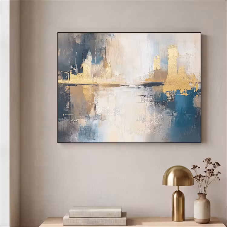 Abstract - Kunst - Goud Textielframe zwart klein -sfeer2