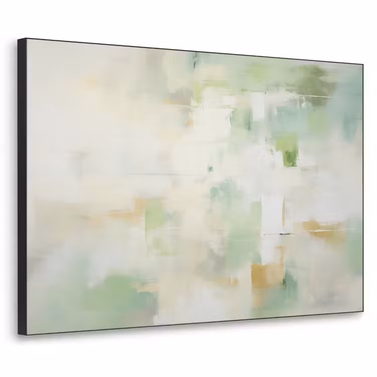 Abstract - Kunst - Wit - Groen - Modern Textielframe zwart klein -3d