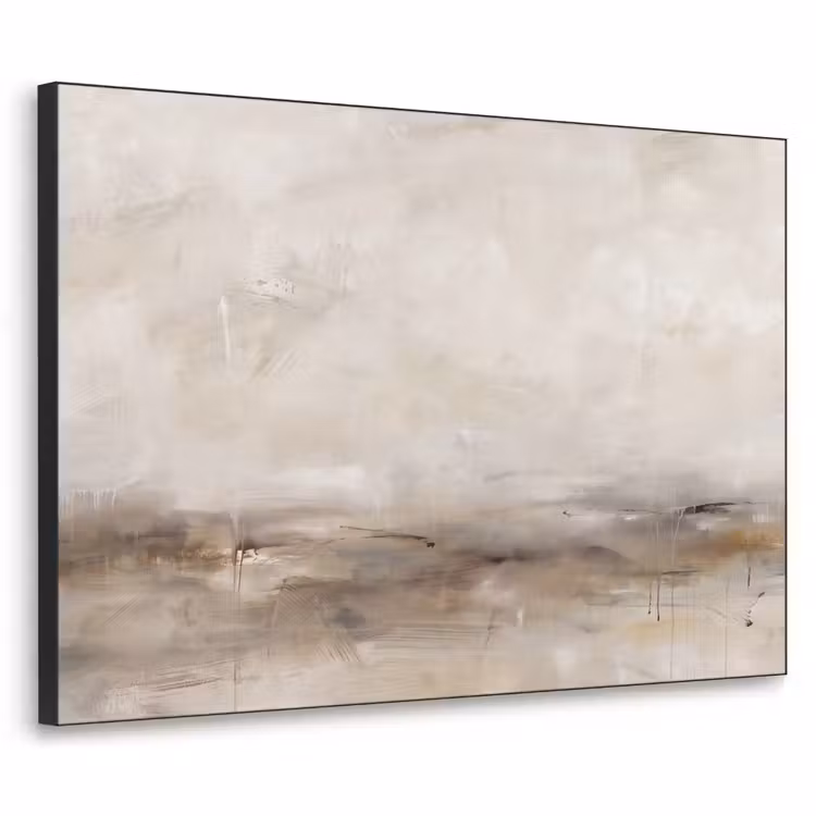 Abstrakt - Landschap - Modern - Beige - Kunst Textielframe zwart klein -3d