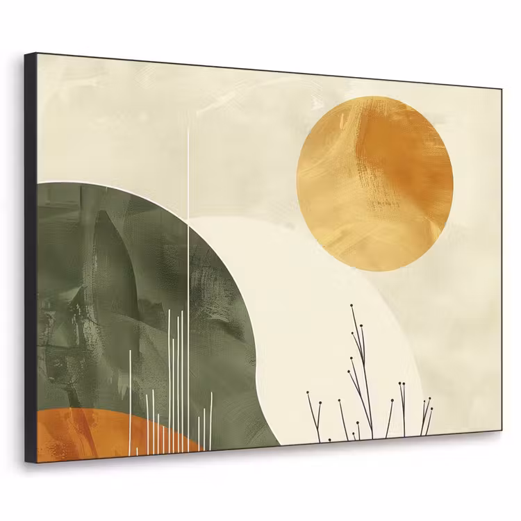 Abstract - Landschap - Zon - Kunst Textielframe zwart klein -3d