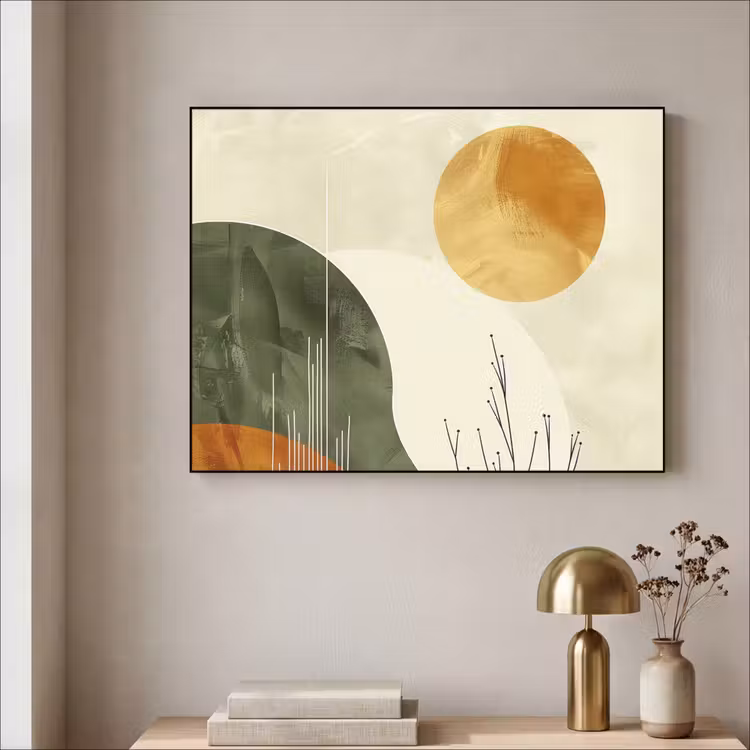Abstract - Landschap - Zon - Kunst Textielframe - compleet frame klein -sfeer2
