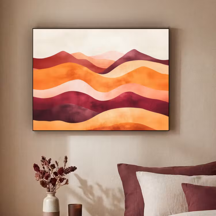 Abstract - Landschap - Golven Textielframe - compleet frame klein -sfeer1