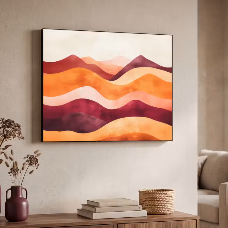 Abstract - Landschap - Golven Textielframe - compleet frame klein -sfeer3