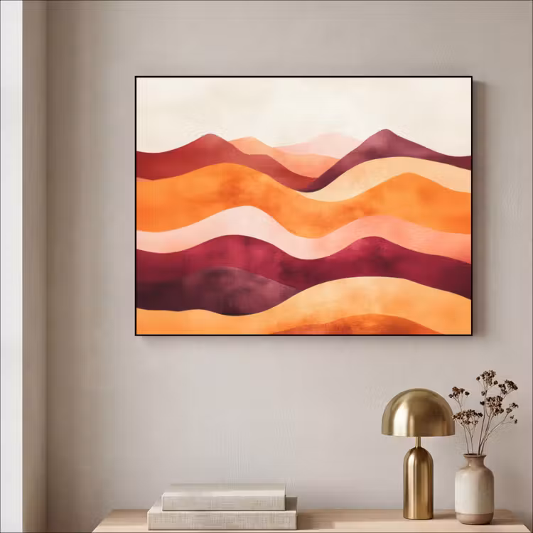 Abstract - Landschap - Golven Textielframe zwart klein -sfeer2