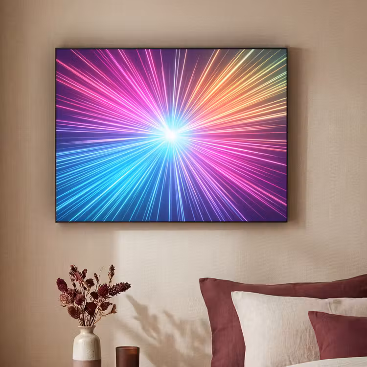 Abstract - Light - Burst - Modern - Colorful Textielframe zwart klein -sfeer1