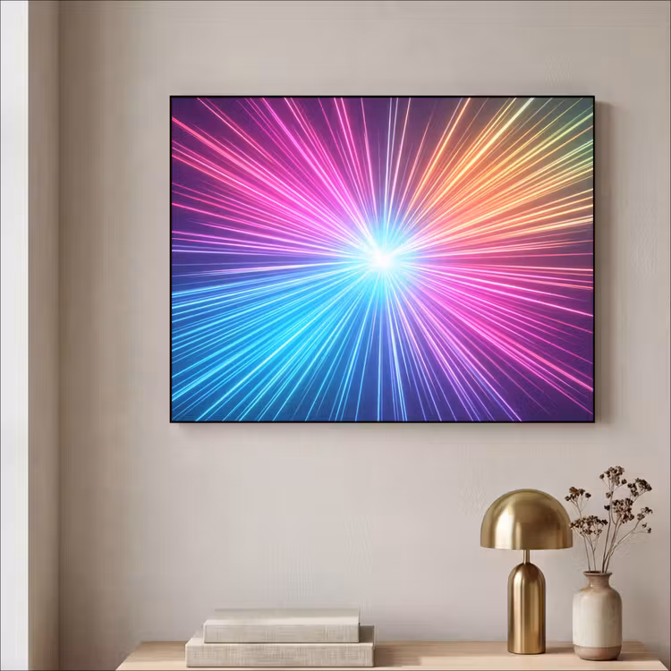 Abstract - Light - Burst - Modern - Colorful Textielframe zwart klein -sfeer2