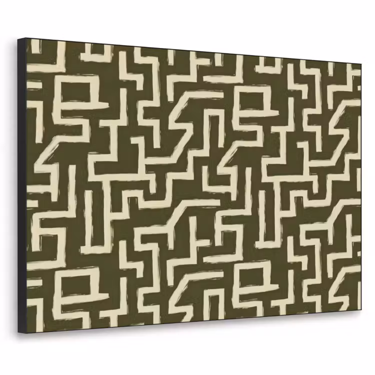 Abstract - Lijnen - Groen Textielframe zwart klein 947 -3d