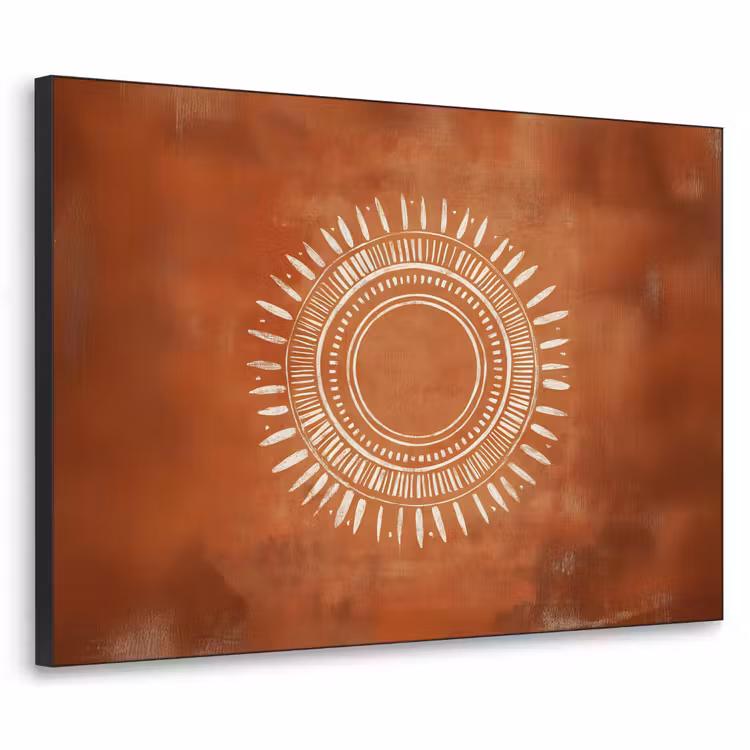 Abstract - Lijnen - Zonnestralen - Roodbruin Textielframe - compleet frame klein -3d