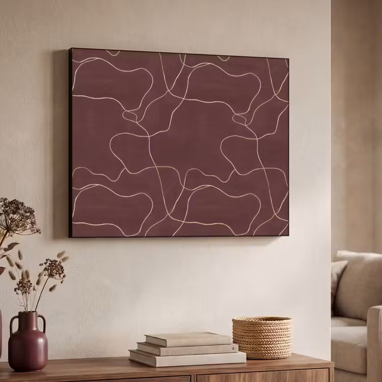 Abstract - Modern - Bruin Textielframe zwart klein 947 -sfeer3