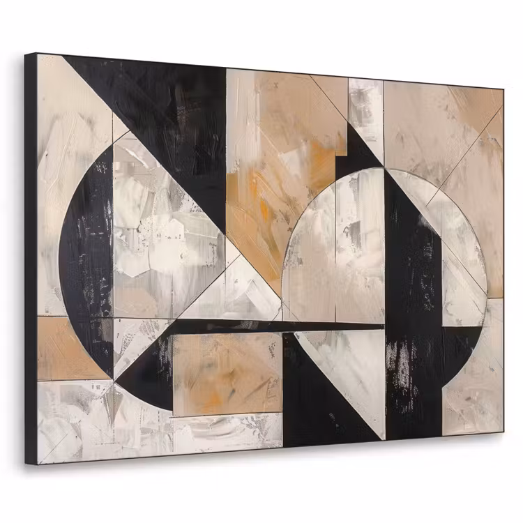 Abstract - Modern - Geometrisch - Pastel Textielframe zwart klein -3d