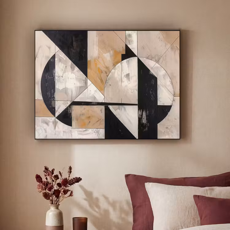 Abstract - Modern - Geometrisch - Pastel Textielframe - compleet frame klein -sfeer1