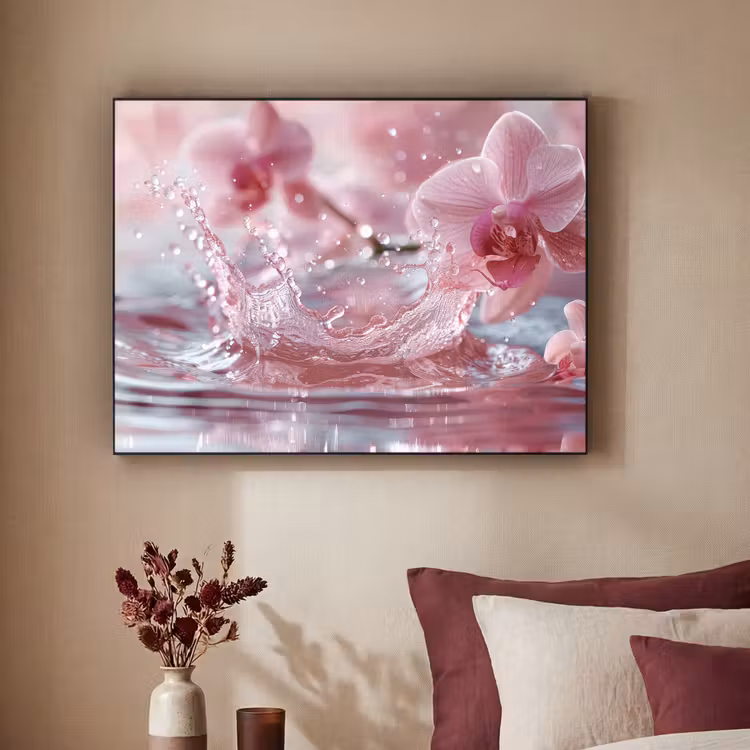 Abstract - Modern - Water - Orchidee Textielframe zwart klein -sfeer1