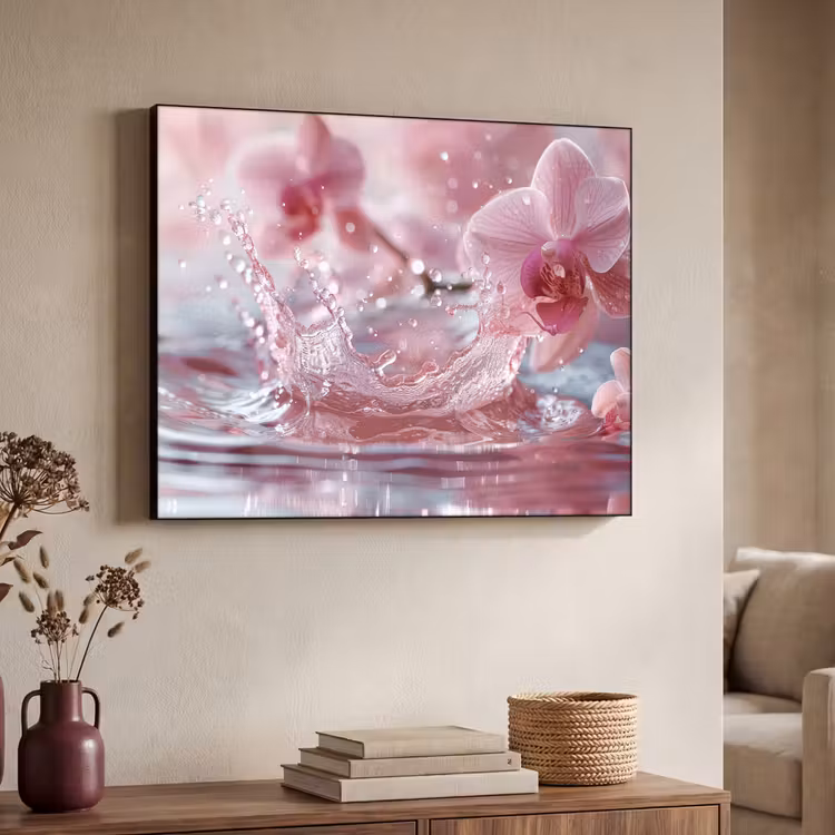 Abstract - Modern - Water - Orchidee Textielframe zwart klein -sfeer3