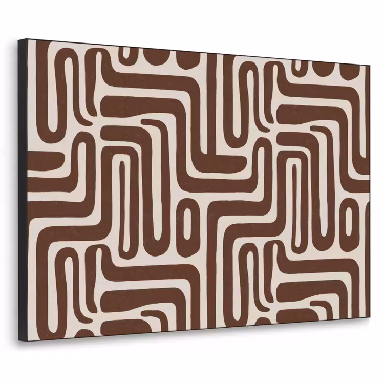 Abstract - Patroon - Bruin Textielframe zwart klein 947 -3d