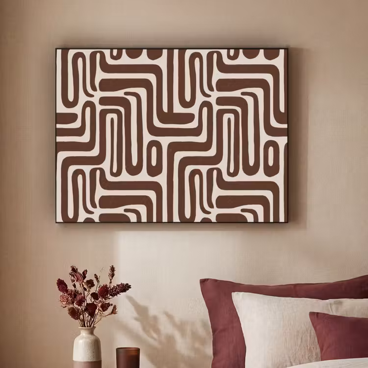 Abstract - Patroon - Bruin Textielframe zwart klein 947 -sfeer1
