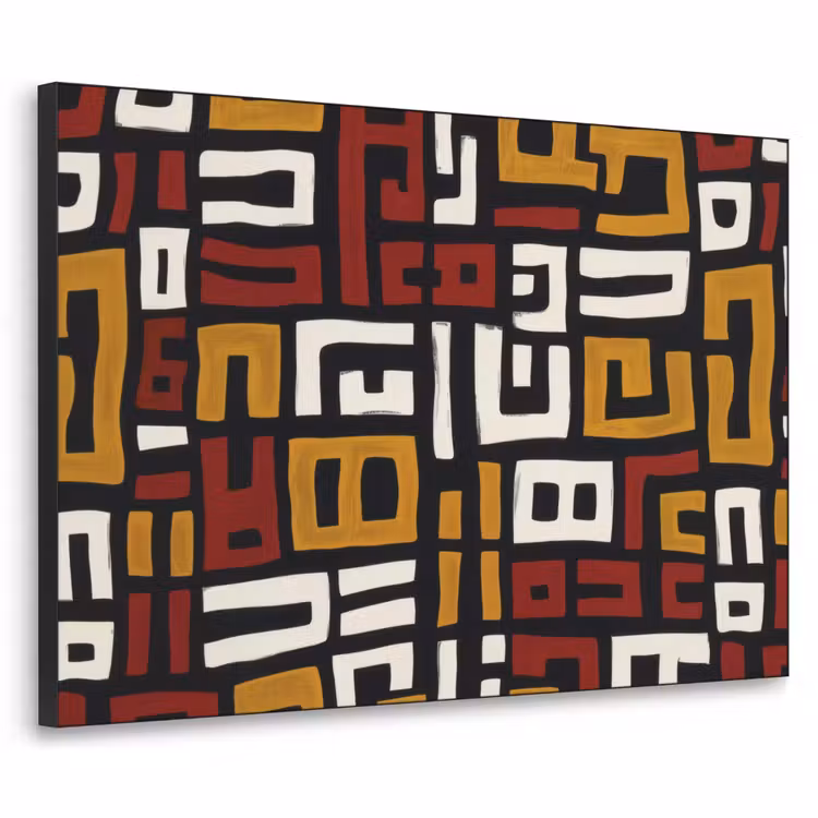 Abstract - Patroon - Rood Textielframe zwart klein -3d