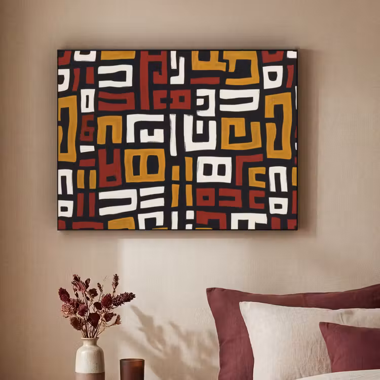 Abstract - Patroon - Rood Textielframe - compleet frame klein -sfeer1