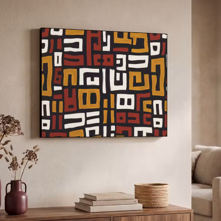 Abstract - Patroon - Rood Textielframe - compleet frame klein -sfeer3