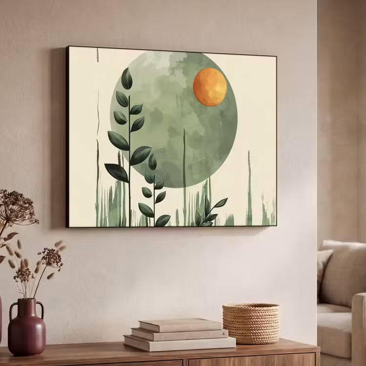 Abstract - Natuur - Kunst - Zon - Modern Textielframe zwart klein -sfeer3