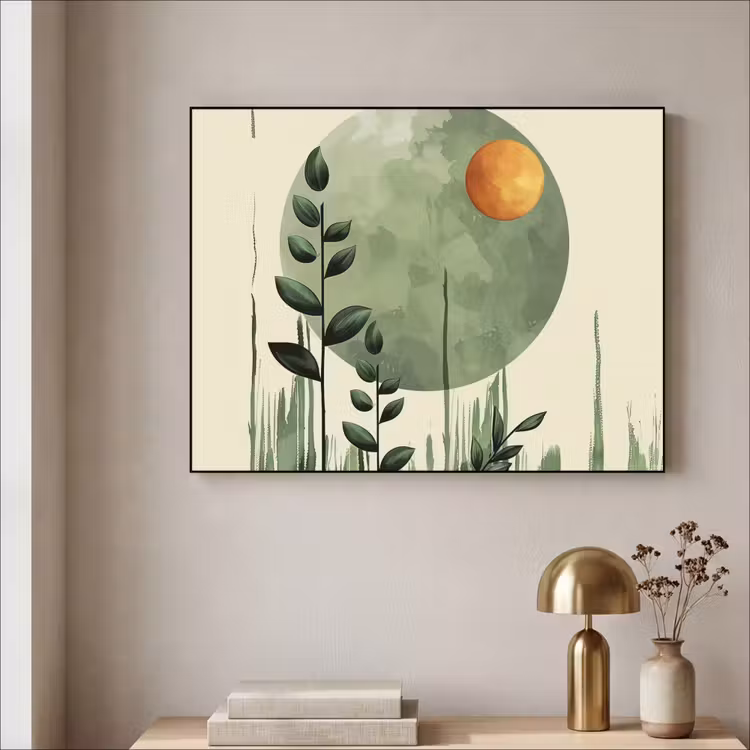 Abstract - Natuur - Kunst - Zon - Modern Textielframe - compleet frame klein -sfeer2