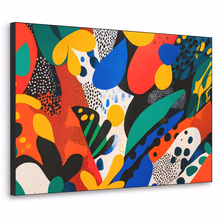 Abstract - Planten - Vormen - Kleurrijk Textielframe - compleet frame klein -3d
