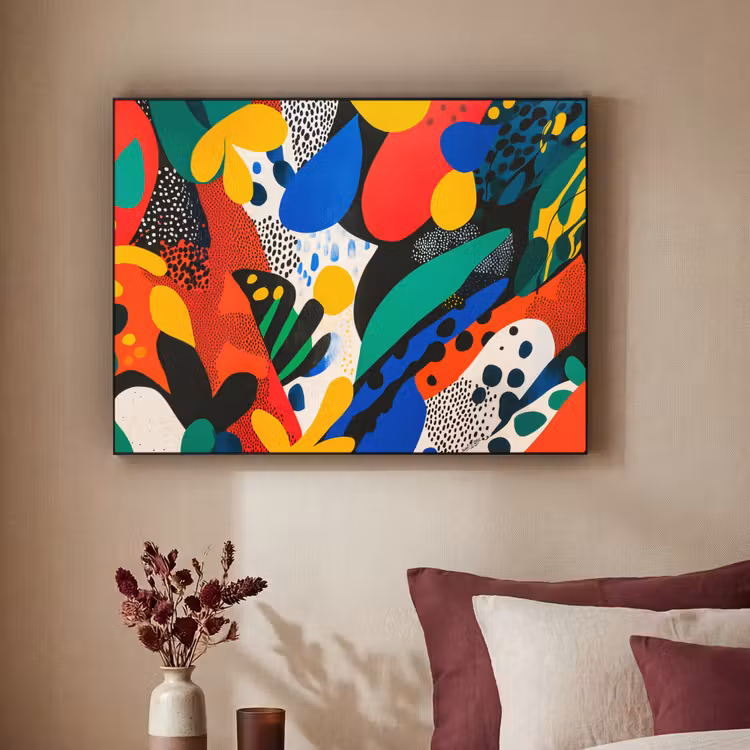 Abstract - Planten - Vormen - Kleurrijk Textielframe - compleet frame klein -sfeer1