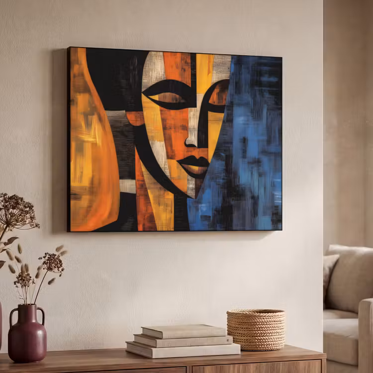 Abstract - Portret - Kleurvakken Textielframe - compleet frame klein -sfeer3