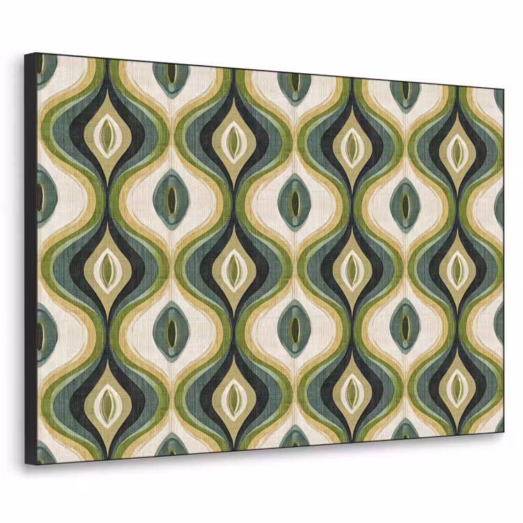 Abstract - Ritmisch - Groen Textielframe zwart klein 947 -3d