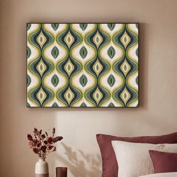 Abstract - Ritmisch - Groen Textielframe zwart klein 947 -sfeer1