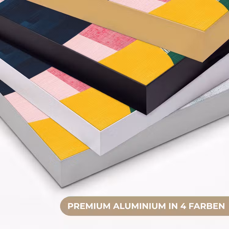 Abstract - Roze - Lappen - Vormen - Geel Textielframe zwart klein -USP_kleurenDE