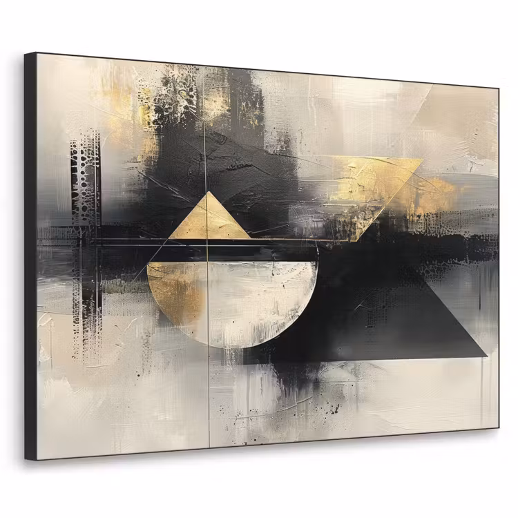 Abstract - Zwart - Verf - Modern Textielframe zwart klein -3d