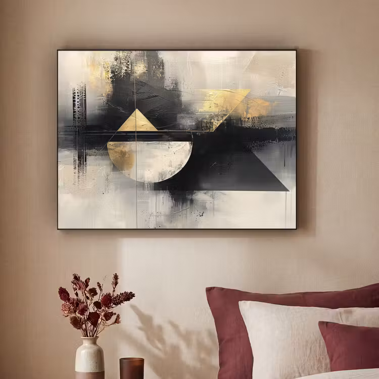 Abstract - Zwart - Verf - Modern Textielframe zwart klein -sfeer1