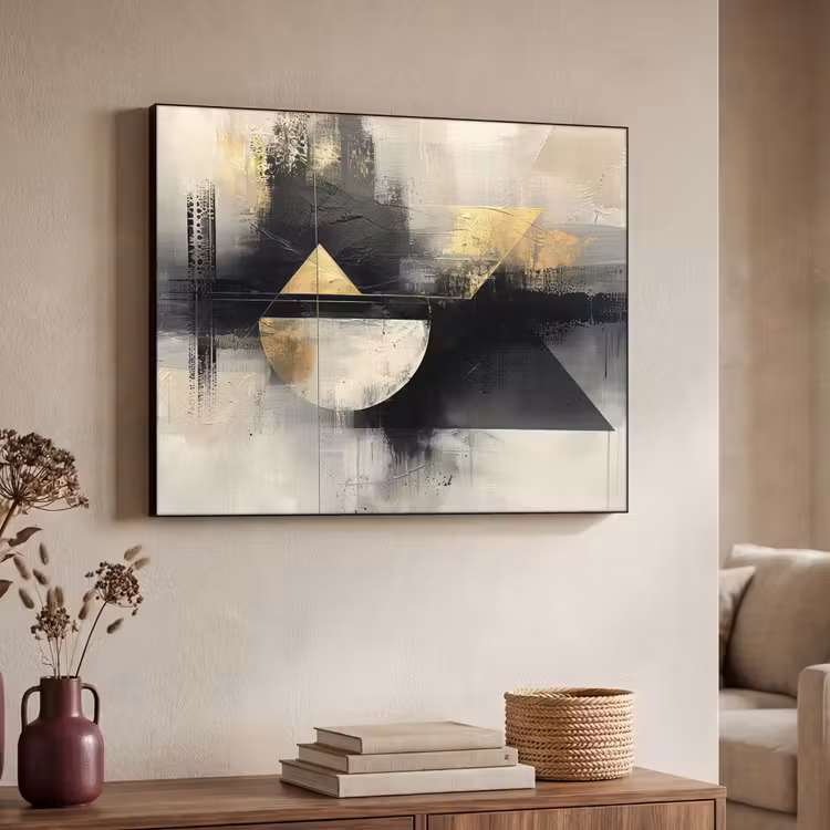 Abstract - Zwart - Verf - Modern Textielframe zwart klein -sfeer3