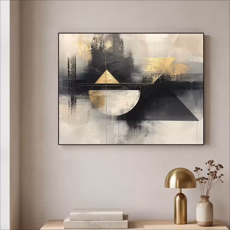 Abstract - Zwart - Verf - Modern Textielframe - compleet frame klein -sfeer2