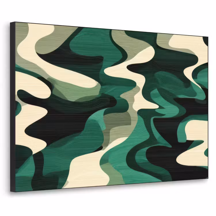 Abstract - Camouflage - Groen Textielframe zwart klein -3d
