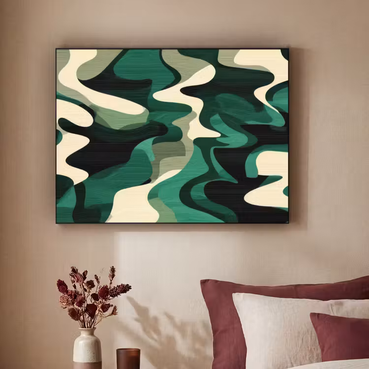Abstract - Camouflage - Groen Textielframe zwart klein -sfeer1