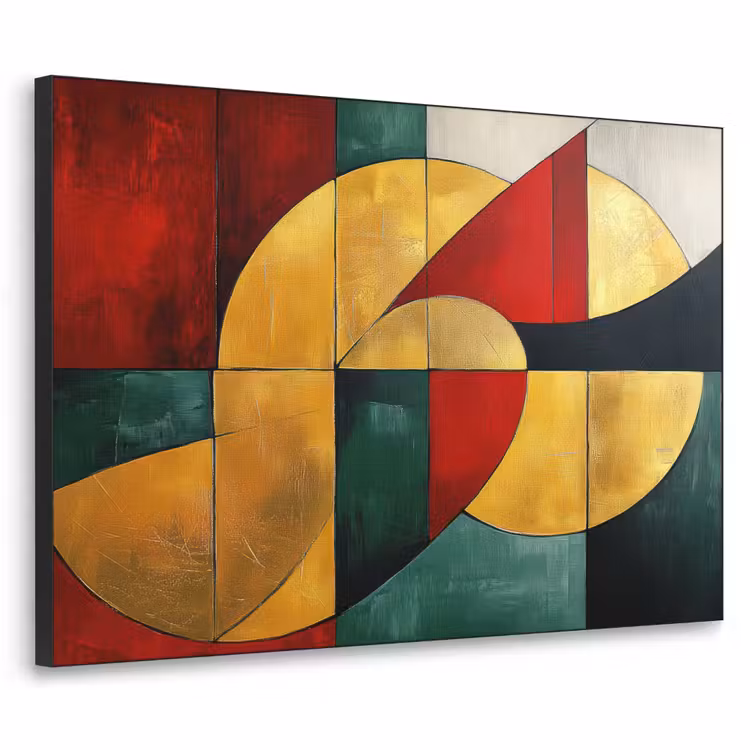 Abstract - Kerst - Goud - Rood - Groen Textielframe - compleet frame klein -3d