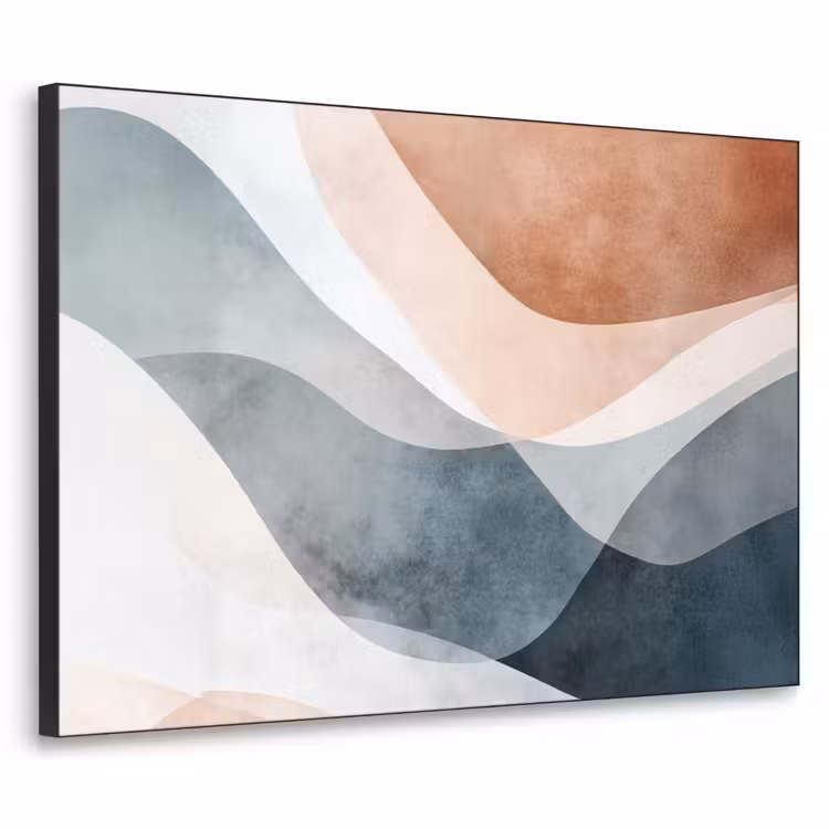 Abstract - Golven - Blauw Textielframe - compleet frame klein -3d