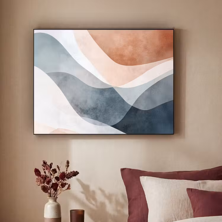 Abstract - Golven - Blauw Textielframe - compleet frame klein -sfeer1