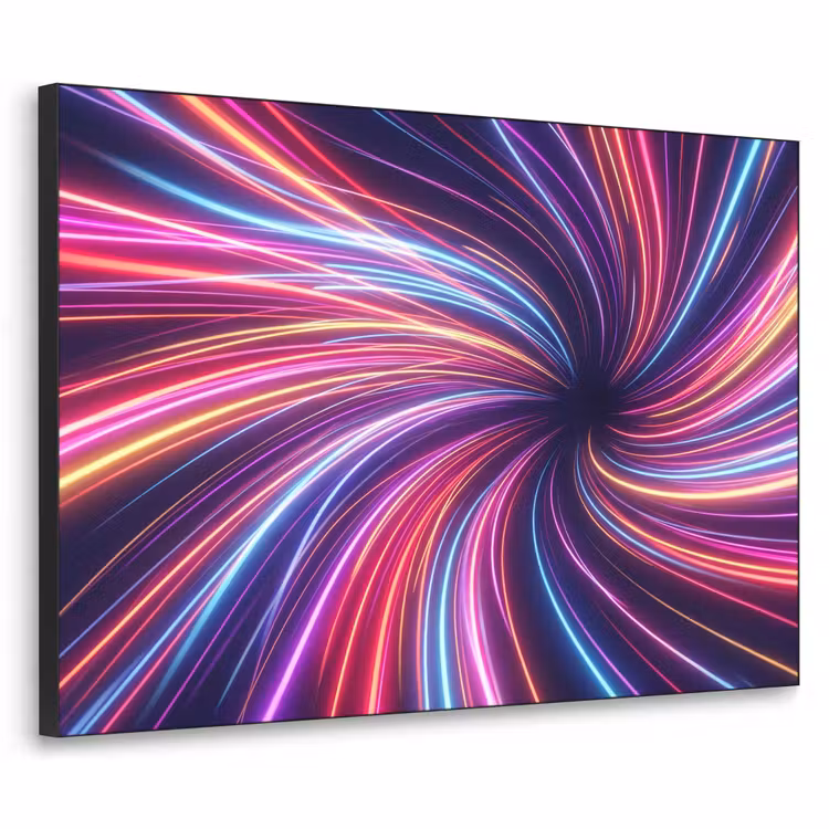 Abstract - Swirl - Futuristic - Neon Textielframe zwart klein -3d