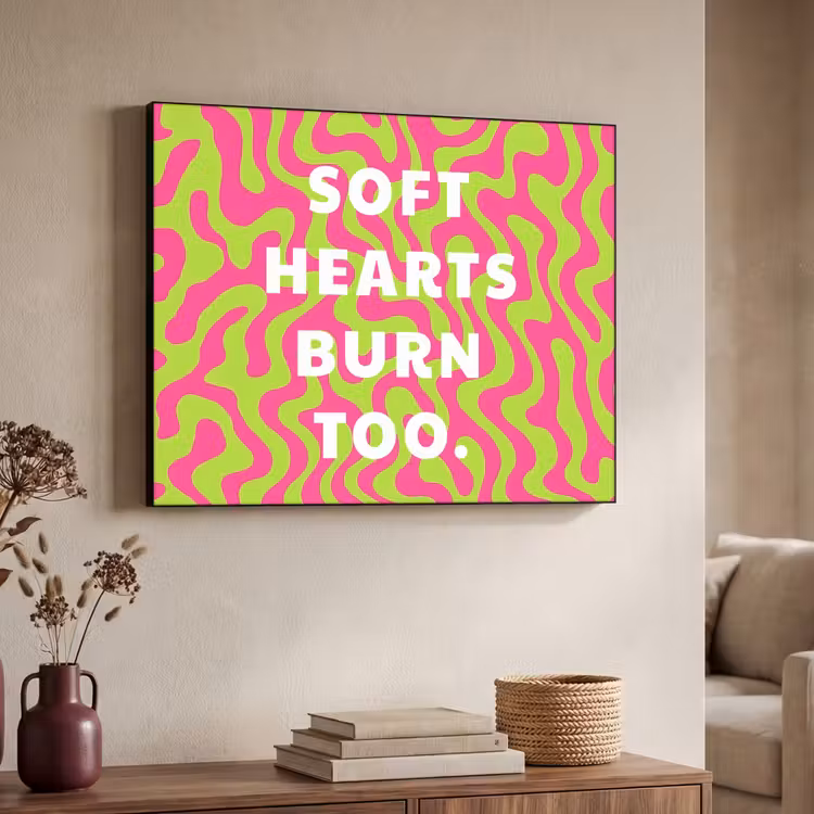 Abstract - Quote - Centraal - Roze Textielframe - compleet frame klein -sfeer3
