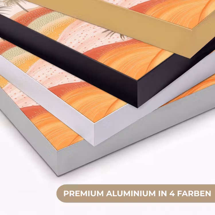 Abstract landschap - Palmbomen - Kleurrijk Textielframe zwart klein -USP_kleurenDE