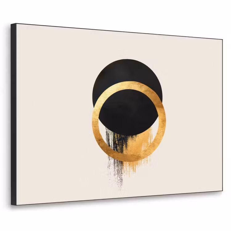 Abstract ontwerp - Zwarte cirkel - Verfvlekken Textielframe zwart klein -3d