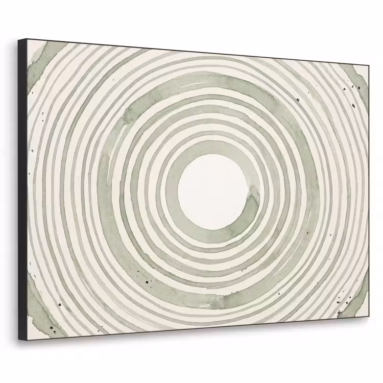 Abstractie - Cirkels - Waterverf - Groen - Modern Textielframe zwart klein -3d