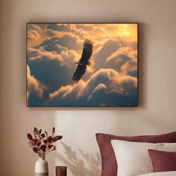 Adelaar - Wolken - Zon Textielframe - compleet frame klein -sfeer1